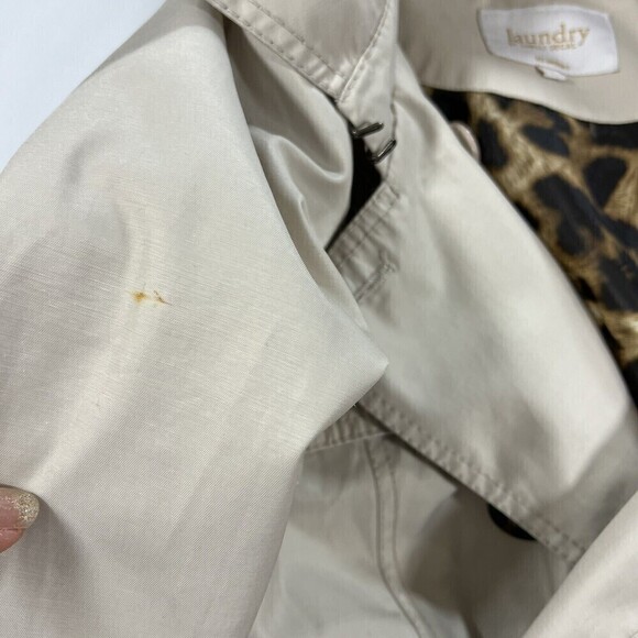 Laundry by‎ Shelli Segal Double Breasted Hooded Trench Coat Cream Size M - Picture 4 of 16